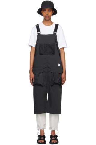 NANGA: Black Takibi Field Apron Overalls | SSENSE Canada