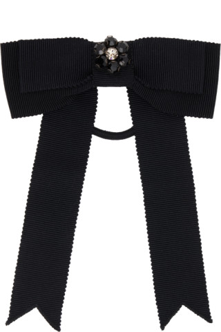 Black Bow Hair Tie by Erdem on Sale