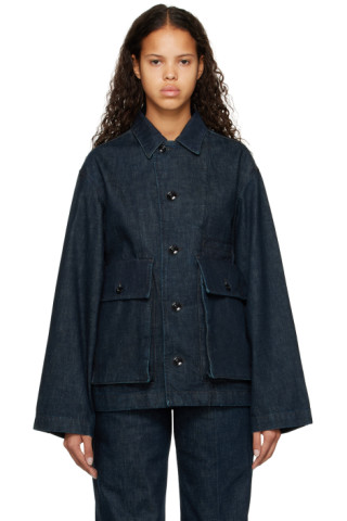 LEMAIRE: Indigo Boxy Denim Jacket | SSENSE