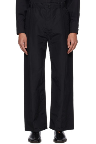 LEMAIRE: Black Belted Easy Trousers | SSENSE