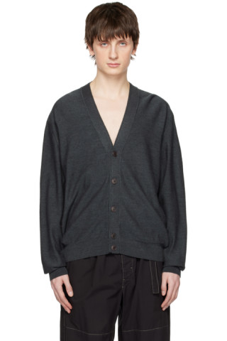 LEMAIRE: Gray Twisted Cardigan | SSENSE