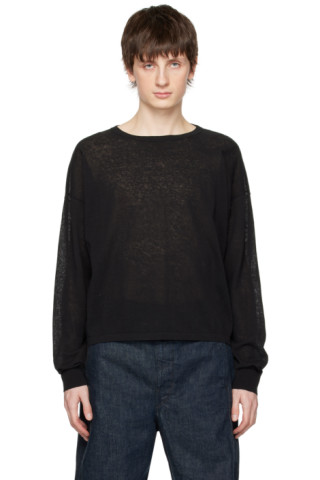 Black Boxy Sweater by LEMAIRE on Sale