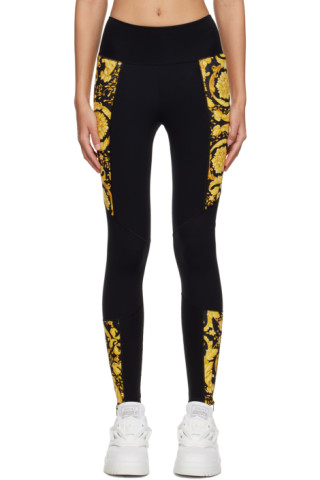 Versace Woman Leggings Black Size 2 Polyamide, Elastane