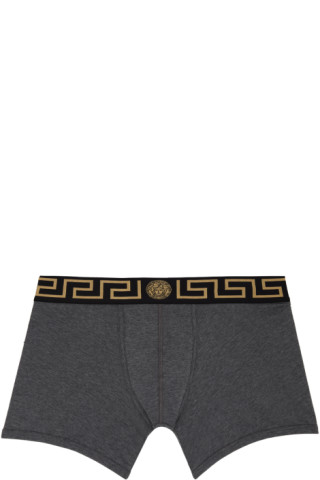 Versace Underwear: Gray Greca Border Boxers