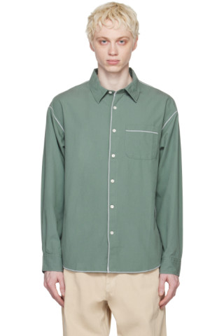 Green Overlock Shirt by Adsum on Sale