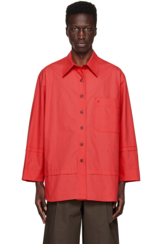 Red Loose Fit Shirt by LOW CLASSIC on Sale