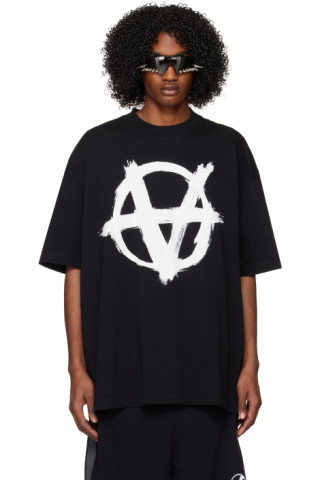 VETEMENTS: Black Double Anarchy T-Shirt | SSENSE