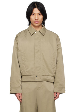 Khaki Giwa Bomber Jacket by Birrot on Sale