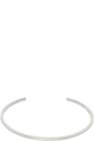 Le Gramme: Silver 'Le 7g' Ribbon Cuff Bracelet | SSENSE