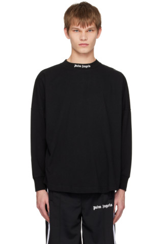 Black Printed Long Sleeve T-Shirt by Palm Angels on Sale