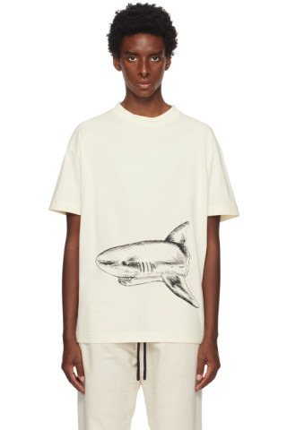 Palm Angels Broken-Shark Crewneck T-Shirt, S / Blue White