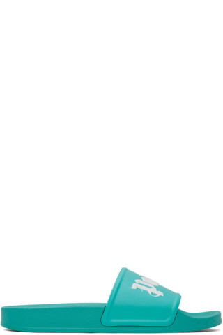 Palm Angels: Blue Printed Slides | SSENSE