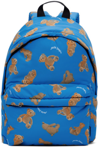 Palm Angels Tie Dye Suede Bear Backpack in Blue