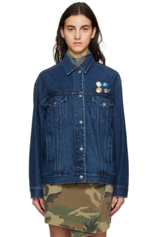 Martine Rose Purple Oversized Denim Jacket, $370, SSENSE