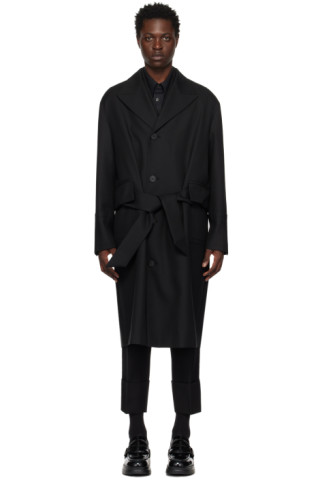 Wooyoungmi: Black Belted Coat | SSENSE