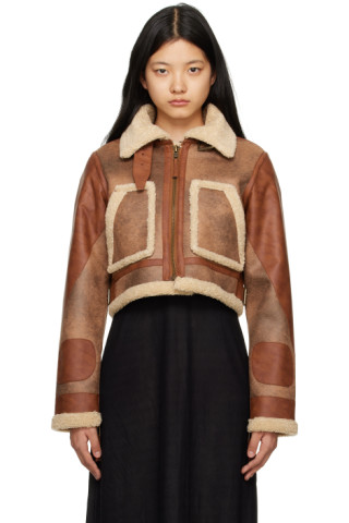 Brown Mini Jetz Faux-Shearling Coat by SIMONMILLER on Sale