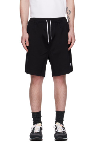 Black Embroidered Logo Shorts by Fred Perry on Sale