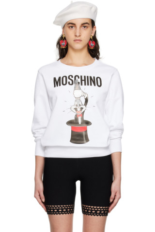 Moschino: White Bugs Bunny Sweatshirt | SSENSE Moschino: White Bugs Bunny Sweatshirt | SSENSE