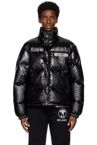 Moschino: Black Shiny Puffer Jacket | SSENSE