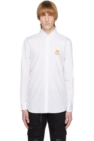 White Embroidered Shirt by Moschino on Sale