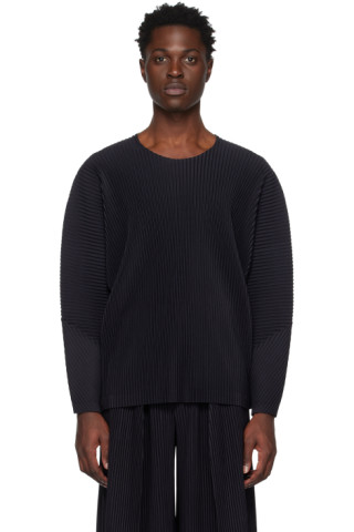 Homme Plissé Issey Miyake: Black Monthly Color January Long Sleeve T ...