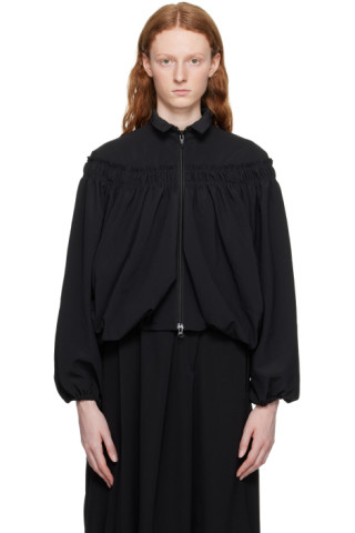 Black Gathered Jacket by Y's on Sale