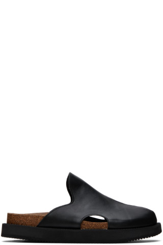 Y#39;s Black Paneled Sandals
