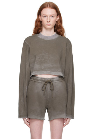 COTTON CITIZEN: Taupe Tokyo Crop Long Sleeve T-Shirt | SSENSE