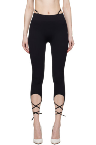 ANDREĀDAMO: Black Lace-Up Leggings | SSENSE