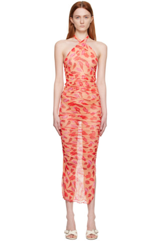 【関税込み】Marco Rambaldi SSENSE限定 オレンジ ロングドレス Orange Sheer Midi Dress by Marco Rambaldi on Sale