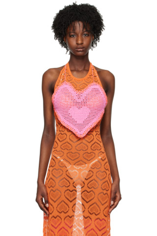 SSENSE UK Exclusive Pink Heart Camisole by Marco Rambaldi on Sale