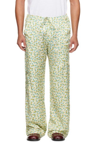 Yellow Floral Cargo Pants by Cormio on Sale