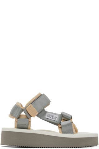 Suicoke: Gray & White DEPA-2PO Sandals | SSENSE Canada