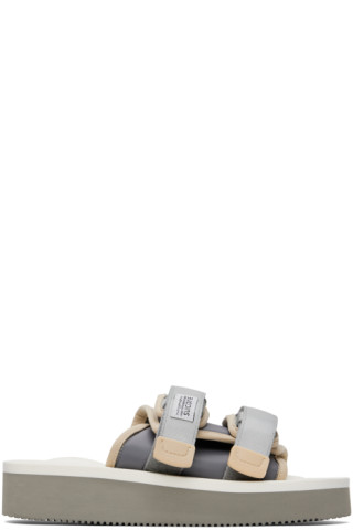 Suicoke - White & Gray MOTO-PO Sandals
