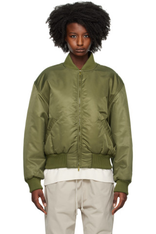 Fear of God: Green Padded Bomber Jacket | SSENSE