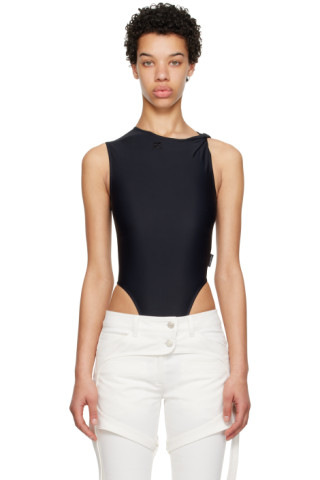 Courrèges: Black Twist Bodysuit | SSENSE