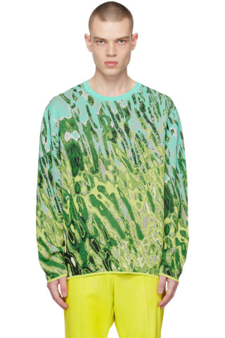 TAAKK: Green Jacquard Sweater | SSENSE