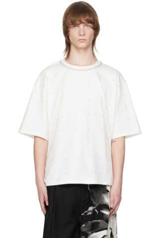 TAAKK: White Studs T-Shirt | SSENSE