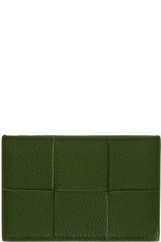 Bottega Veneta® Men's Intrecciato Flap Card Case in Dark Green / Travertine.  Shop online now.