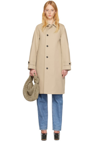 【関税込み】Bottega Veneta ベージュ スプレッドカラー コート 231798F059000_1.jpg