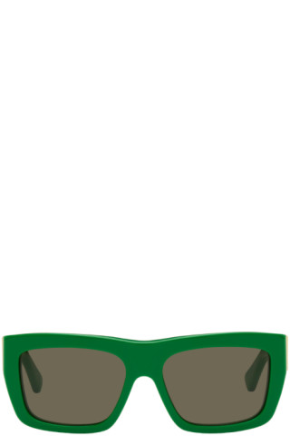 Bottega Veneta – Hinge Acetate Square Sunglasses Green - One Size