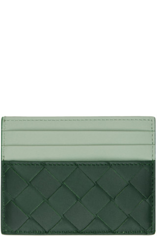 Bottega Veneta: Green Credit Card Case | SSENSE Canada