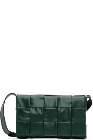 Bottega Veneta: グリーン スモール Cassette バッグ | SSENSE 日本