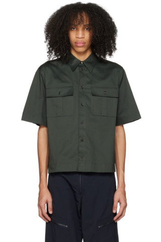 Bottega Veneta: Green Button-Down Shirt | SSENSE