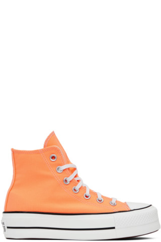 Converse, Shoes, Nwt Converse Chuck Taylor Womens Orange Patchwork  Platform High Tops