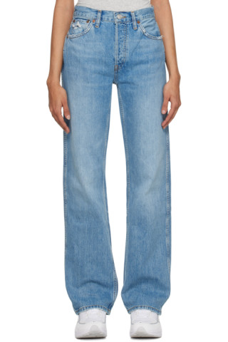 Blue High Rise Loose Jeans by Re/Done on Sale