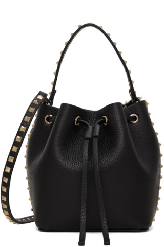 Valentino Garavani: Black Rockstud Bucket Bag | SSENSE