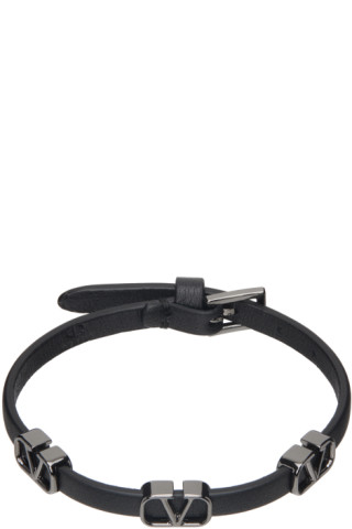 Valentino Logo Leather Wrap Bracelet