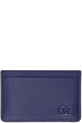 Valentino Garavani Vlogo Bifold Leather Wallet in Abyss Blue