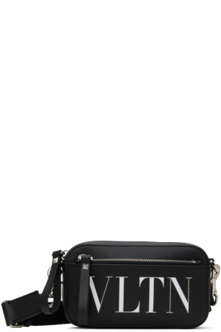 Valentino Garavani: Black Small VLTN Zip Pocket Crossbody Bag
